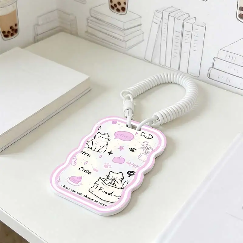 Card Sleeve for Photo Protector Stretchable Spring Cord Kpop Photocard Holder Student Bus/Meal Card Protection Case