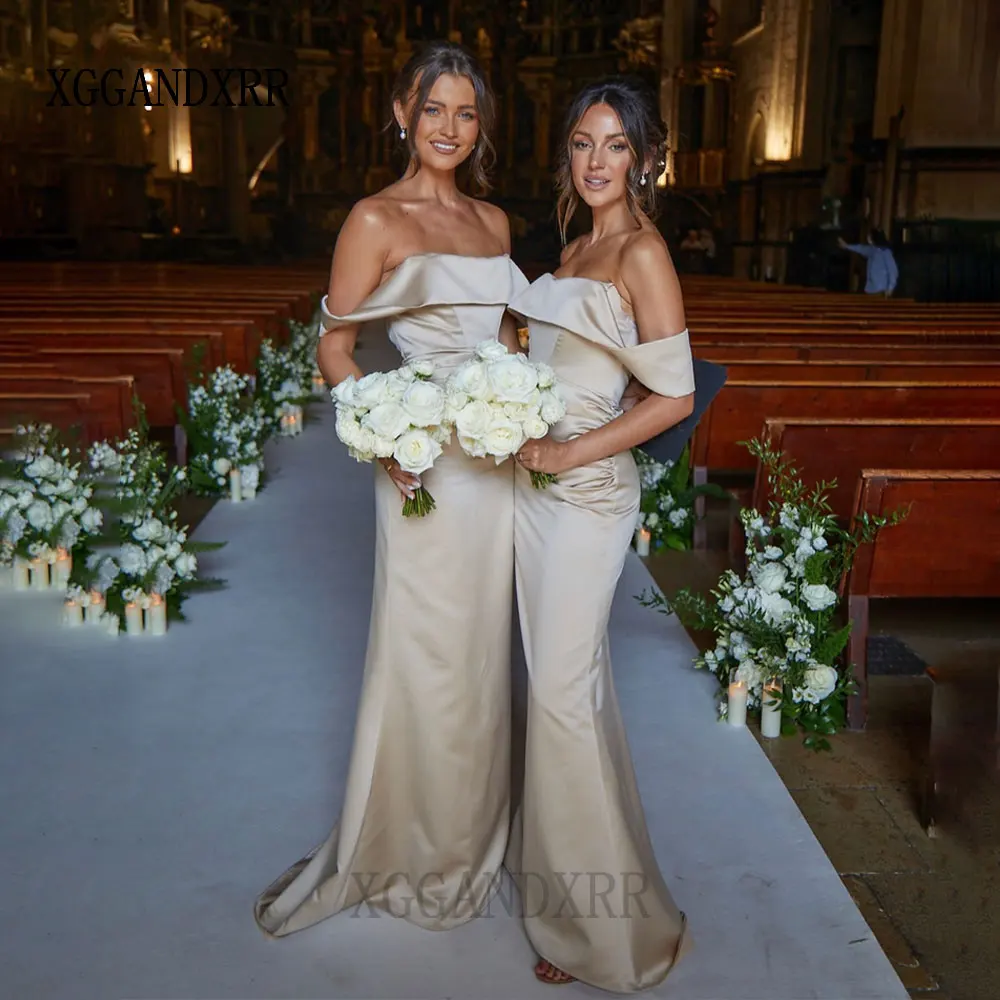 

Customized Long Mermaid Bridesmaid Dresses 2026 For Wedding Robes Invitée Mariage Boat Neck Fitted Party Dress