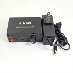 AU-10X NE5532 Stereo Music Audio Signal Pre-amplifier Amp Headphone Amplifier Board Gain 20db RCA 3.5MM Volume Control Tone