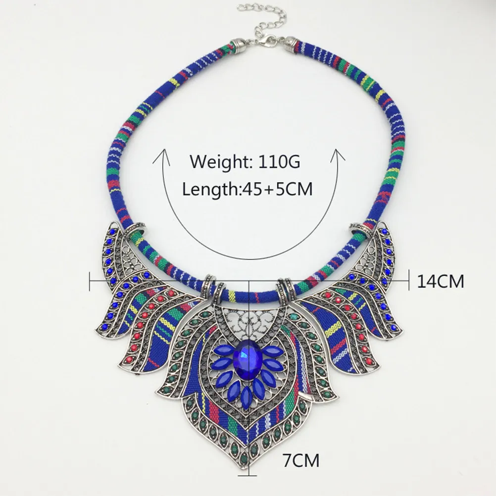 

Multicolor Beads Ethnic Choker Necklace Blue Handmade Bohemia Bib Statement Jewelry for Women Everyday Formal Necklace