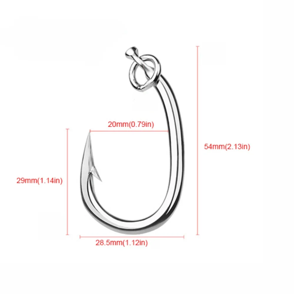 

5Pcs Barbed Tuna Fishhooks Big Size Jigging Hooks Circle Fishing Hooks Stainless Steel Strong Big Game Hook Boat Sea Fishing