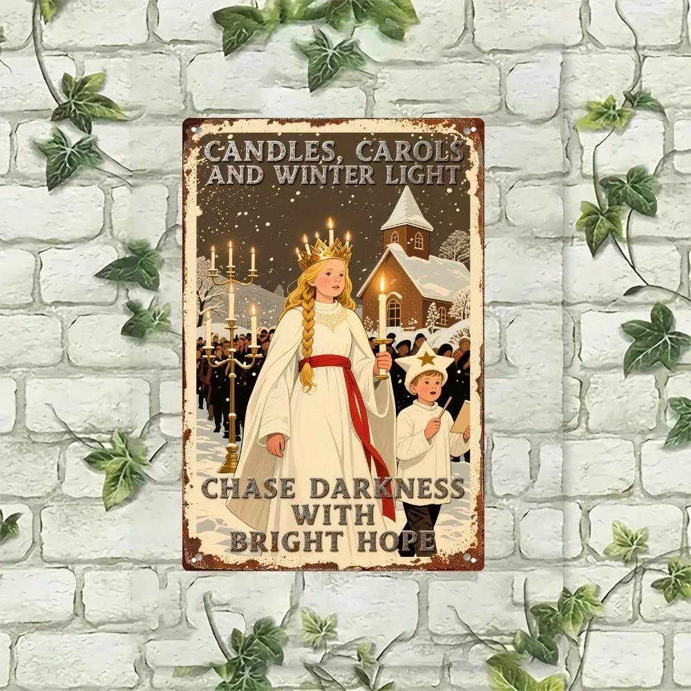 

Vintage Scandinavian Tin Sign Wall Decor 12x8 Inch Swedish Folk Art Metal Sign For Kitchen Home Retro Modern Nordic