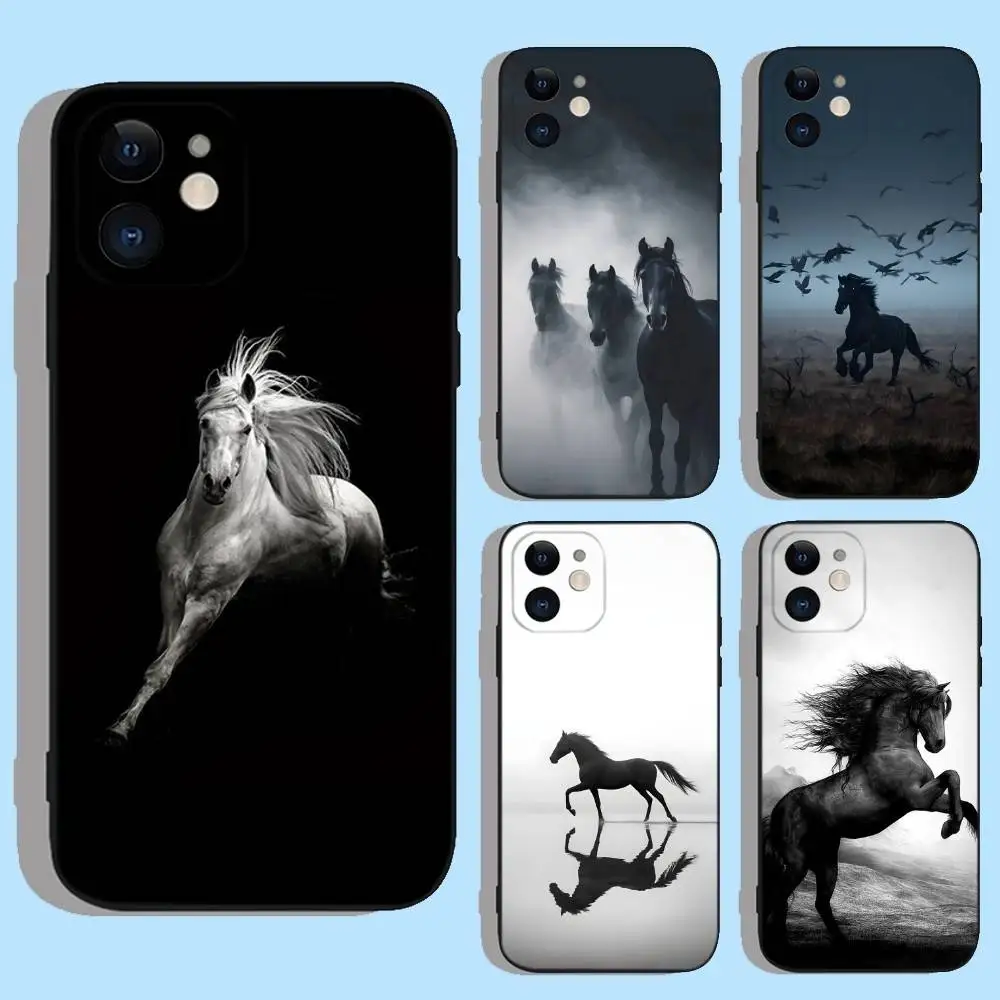 

Domineering Cool Horse Phone Case For iPhone 17,16,15,14,13,12,11,XS,XR,X,8,7,Pro,Max,Plus,Mini,Air,e Silicone Black Cover