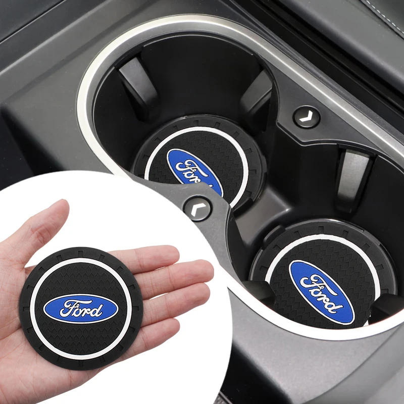 

For Ford Fiesta Mondeo Fusion Escape Shelby Edge Kuga MK6 PVC Car Logo Coaster Water Cup Mat Anti-slip Pad Auto Emblem Accessory