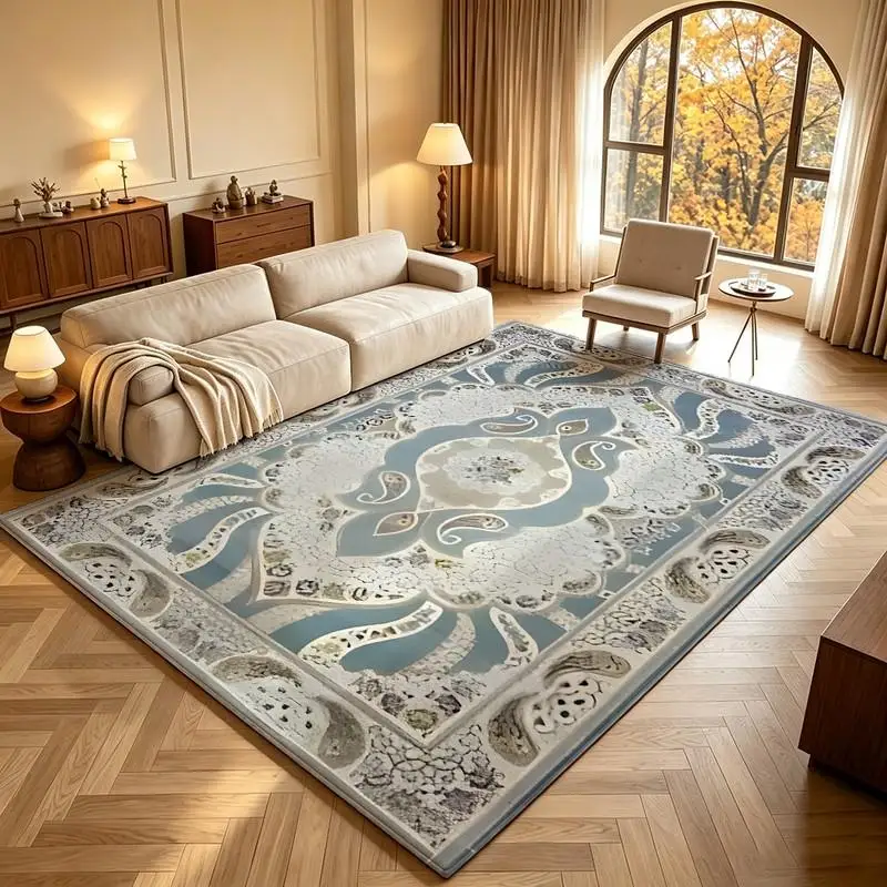 1 Piece Distressed Ornate Decorative Rug, Soft and Comfortable, All Seasons Suitable, lightweight and Easy to Maintain, Home Decor, Living Room Decor, Bedroom Decor, Dining Area Decor, Autumn and Winter Use