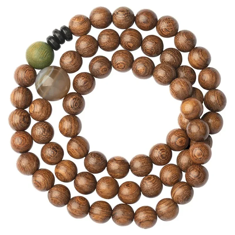 Golden Sandalwood Fresh  Buddha Bead  Bracelet  Simple  Retro Bead Agate Coconut  Shell Multi Loop Bracelet Chinese Style