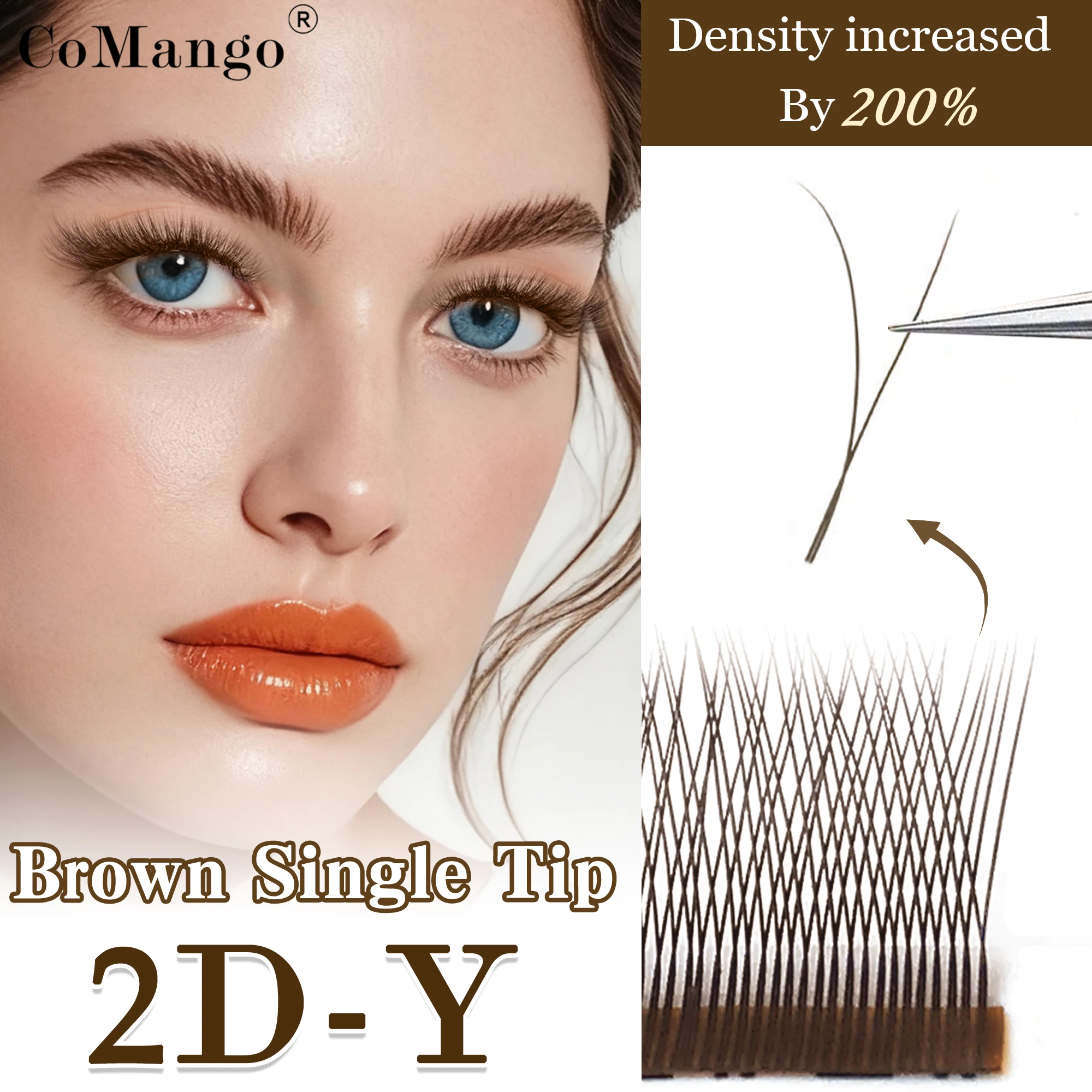 

Wholesale Brown 2D Y Narrow Fans Eyelashes Extension B/C/D Super Soft Natural Premade Volume Fan Eyelash Mix Tray Fast Shipping
