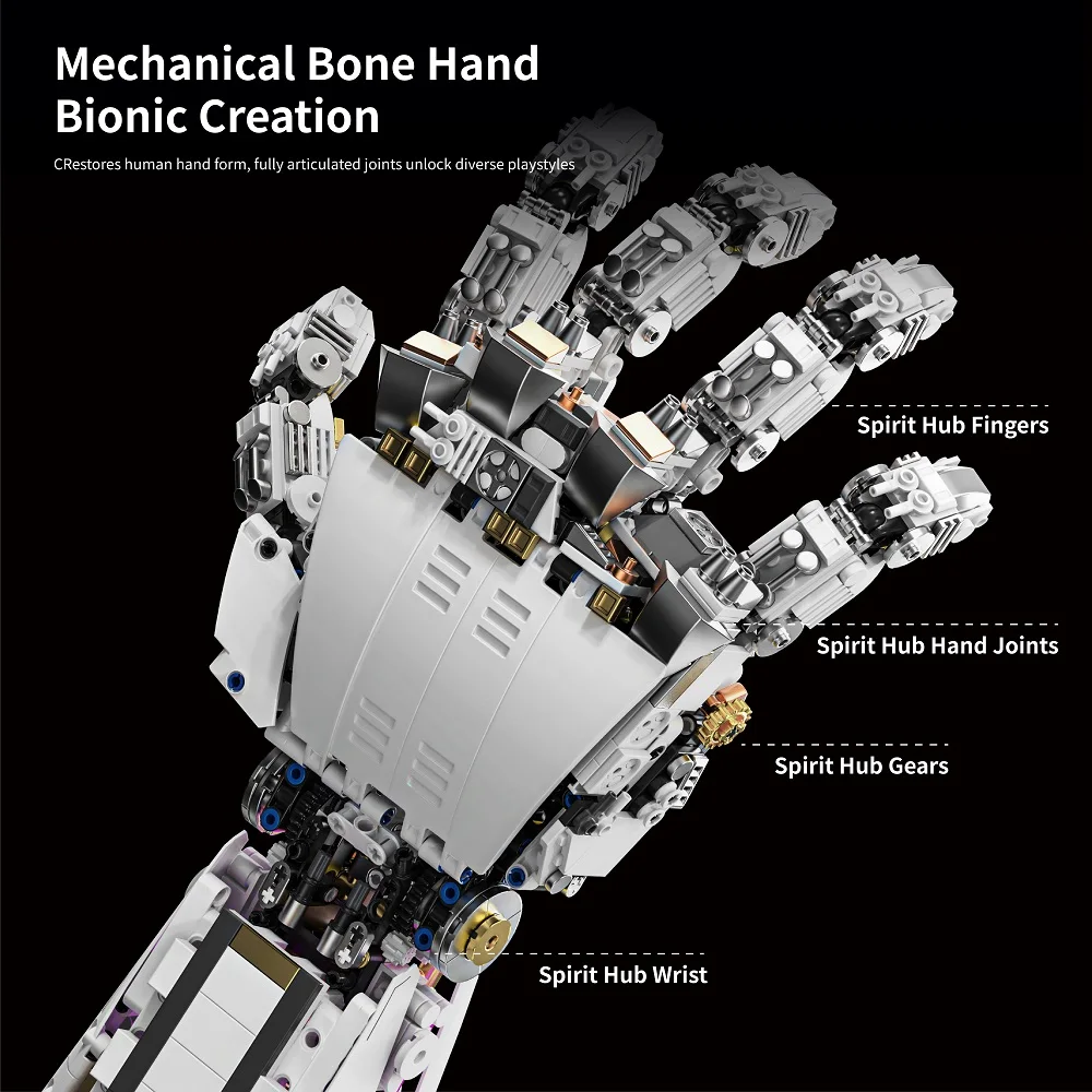 1424pcs Cyberpunk Mechanical Hand Assembly Toy H1009 Collectible Adult Figurine Model Building Blocks Ephemeral Theme view 3