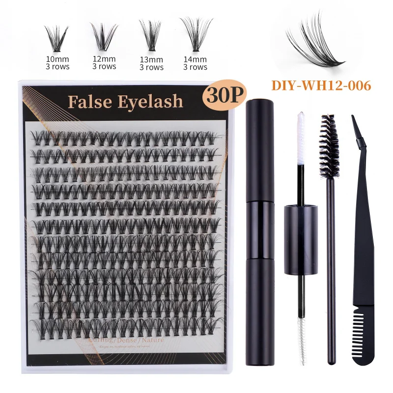 مجموعة رموش صناعية مكونة من 240 مجموعة - مجموعة رموش صناعية ضخمة وطبيعية ومجعدة مع أدوات تطبيق