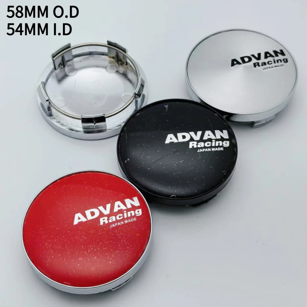 

4pcs 58MM OD /ID 54MM Advan Racing Logo Emblem Car Wheel Center Caps Rim Hubcap Cover Wheels Hub Lid Replace Styling Accessories