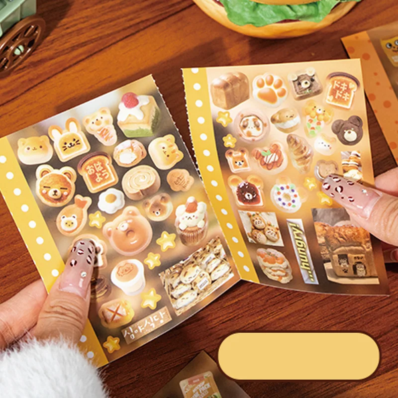 Sticker Pack 4sheets/bag Korean Kawaii Food Stickers Scrapbooking Stationery DIY Handbook Mobile Phone Case Notebook Decoration