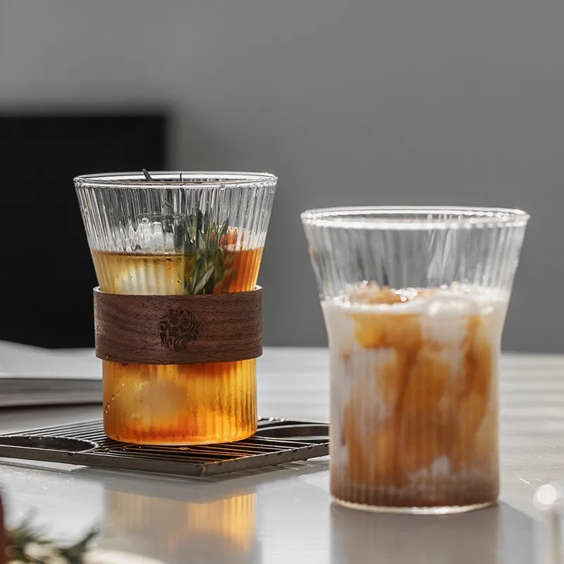 1PC  Japanese Style Glass Coffee Mug Walnut Cup Sleeve Glass Cup Glasses Coffeeware Tea Mugs Beer Mug