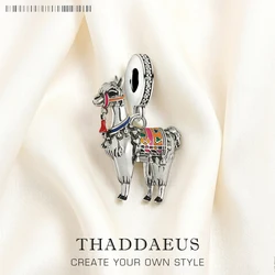 Colourfully Decorated Llama 925 Sterling Silver Dangle Charm Pendant Women Men Summer Fine Jewelry