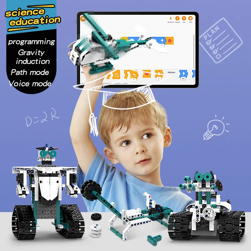 Technical Intelligent Robot K96131 APP Remote Control Building Blocks Bricks Programming USB Gift Sets Toys Construction Kids