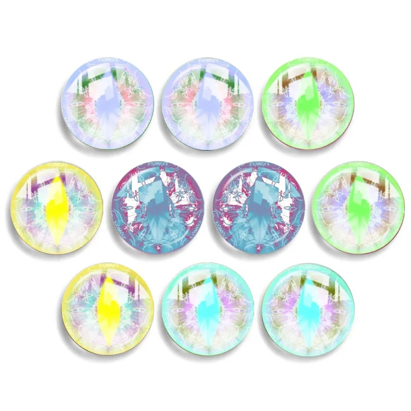 10pcs Colorful Series Glass Eye Chip Round Cabochon Girl Toy 12MM-30MM Handmade Drop Glue Eye Pupil DIY Blyth BJD Doll Accessory