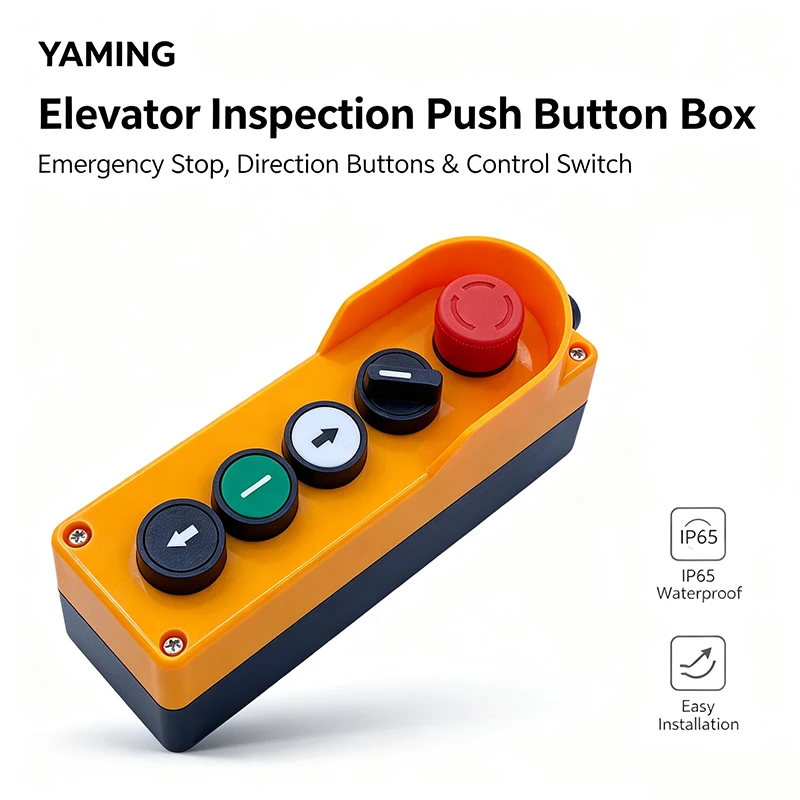 Waterproof Industrial Push Button Switch Control Station Lift Hoist Operation Box With Emergency Stop Knob And Direction Control