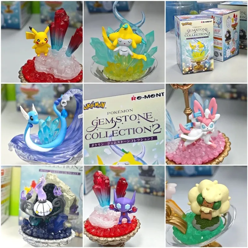 

Original Pokemon Re-Ment GEM STONE COLLECTION 2 Chandelure Dragonair Pikachu and Sableye Sylveon Whimsicott Jirachi Model Toys