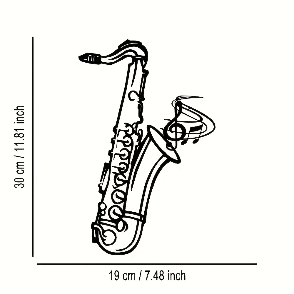 Metal Wall Art Saxophone Decorative Plaque, Black Iron Music Ornament for Living Room