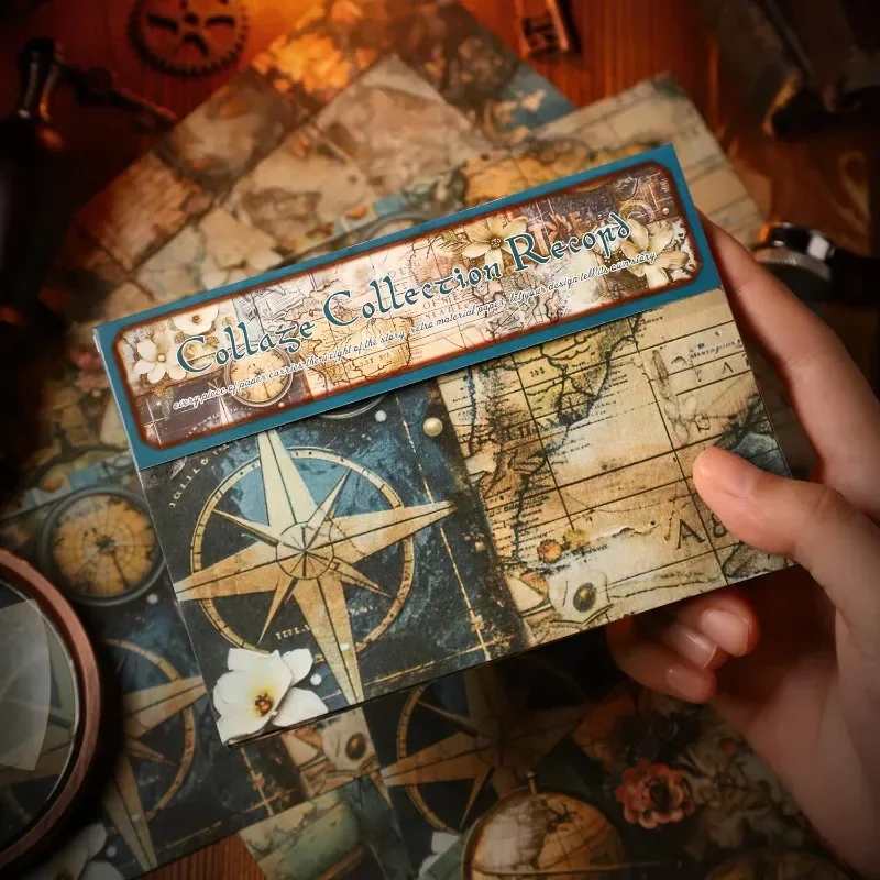 30Pcs Material Paper Collage Collection Vintage Handbook DIY Material Backing Notebooks Writing Scrapbooking cut 155X136mm