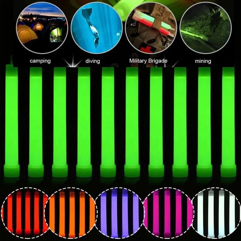 LED Glow Stick 6 Inch Survival Kit Military Glow Light Sticks Walking and Hiking Camping SOS Gear Outdoor Military Equipment