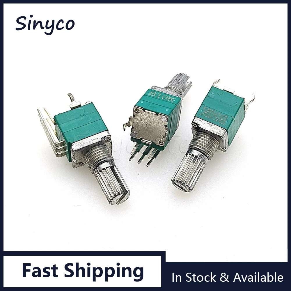 2PCS RK097NS Single Potentiometer Vertical With Switch B10K B50K B100K Adjustable Volume Resistor 5Pin Flower Shaft Length 15mm