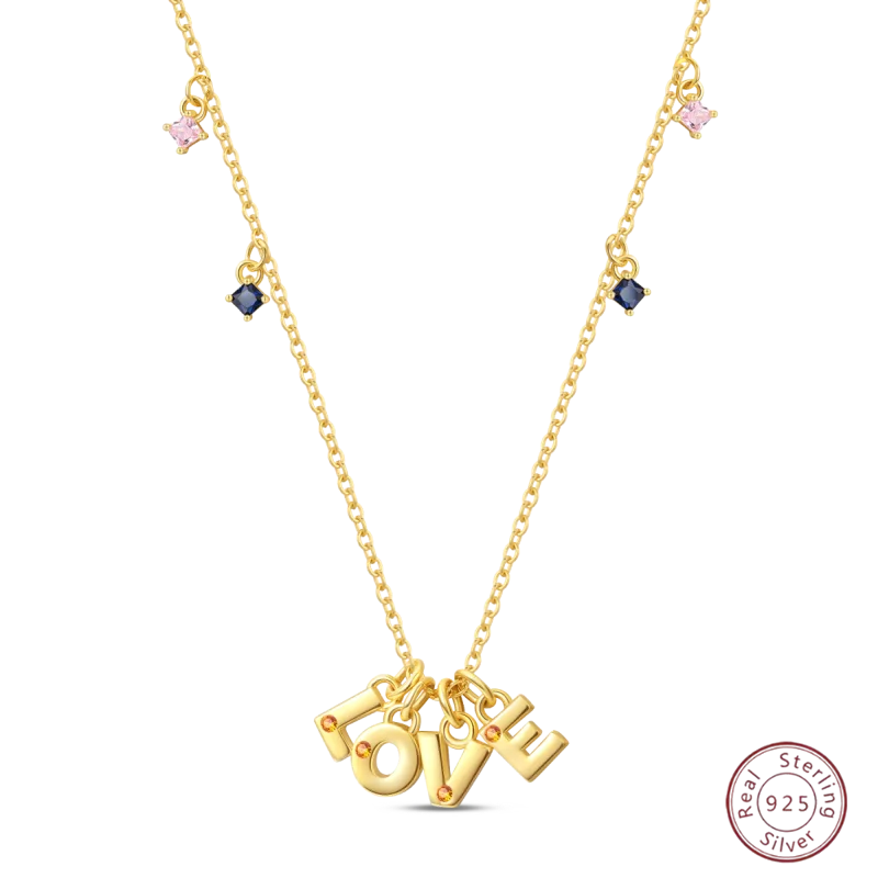 

Necklace 925 Sterling Silver Love Gold Classic Simple Adjustable Necklace Women Girls Fashion Jewelry Gift