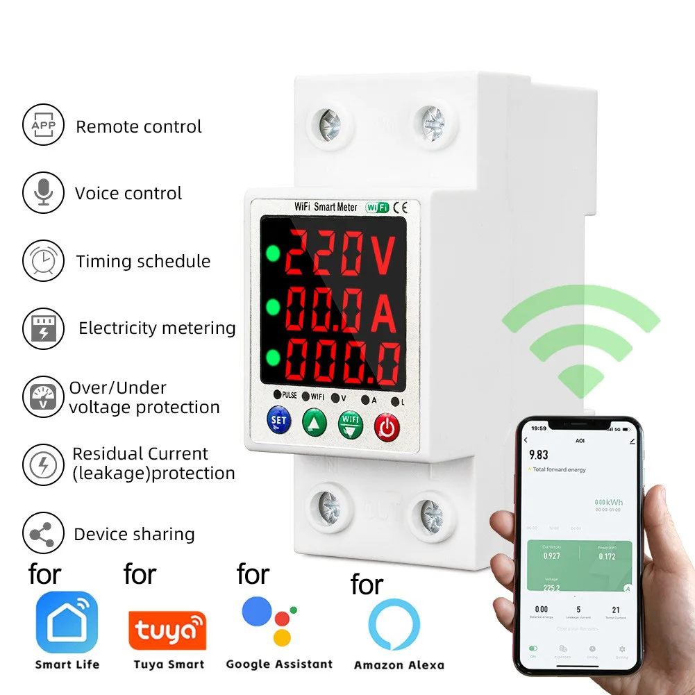 واقي الجهد المعتمد على WiFi مع شاشة عرض مزدوجة وإعادة ضبط تلقائي مناسب للسكنية والتجارية #5