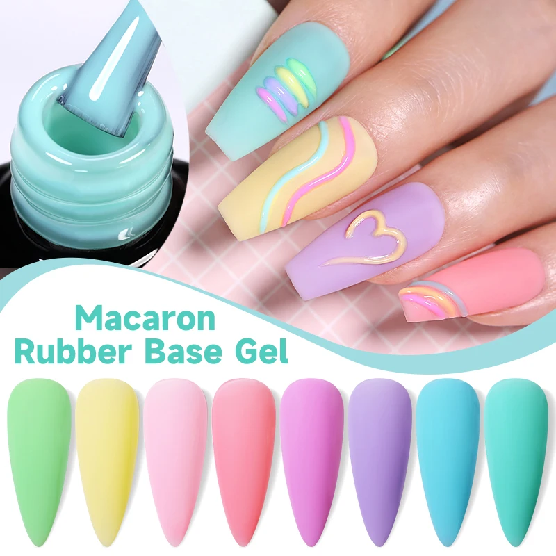 UR SUGAR 7ml Macaron Base in Gomma Gel Semi-Permanente Glitter Soak Off Base Top Coat UV LED Gel per Unghie Vernice Nail Art Manicure