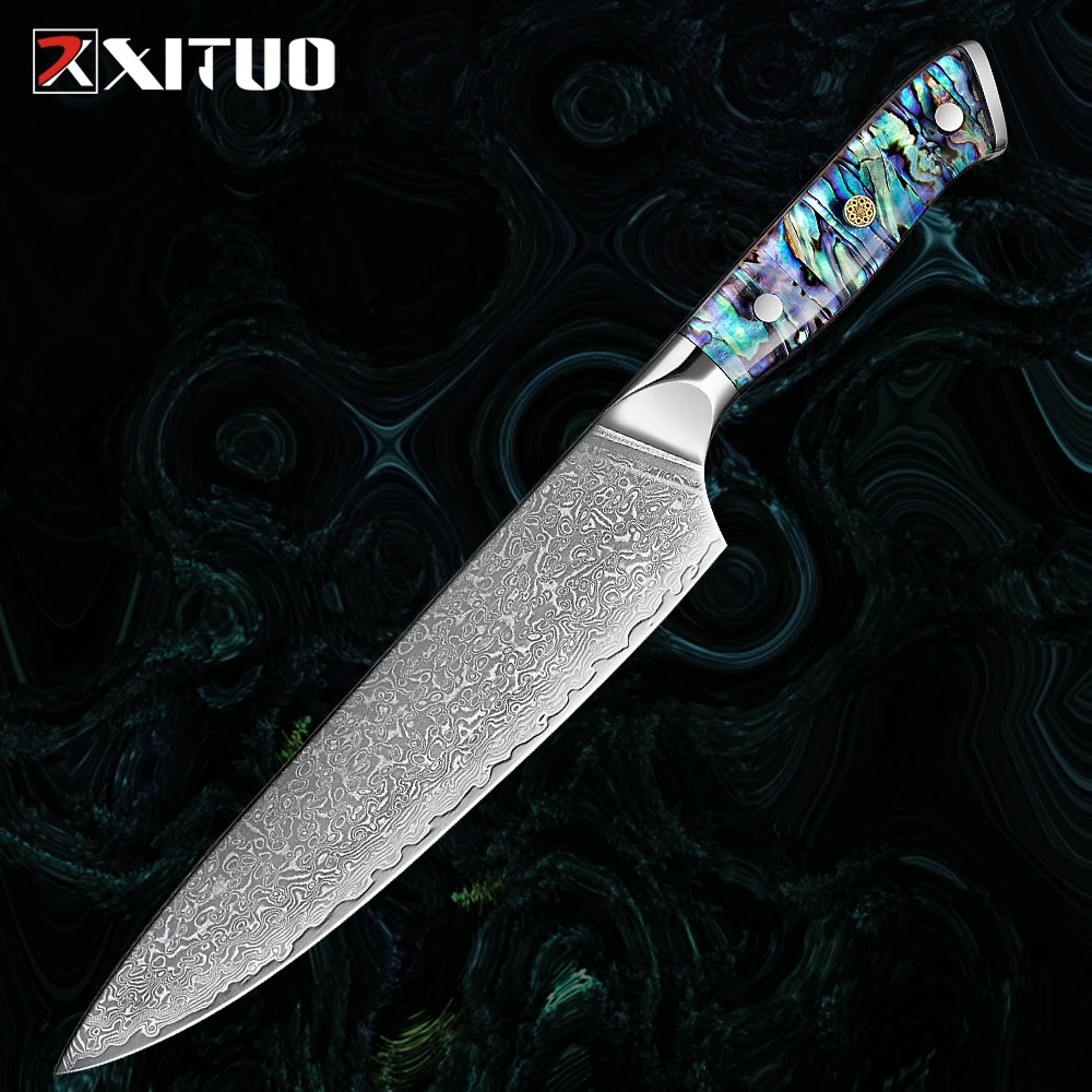 

XITUO 8 inch Damascus Steel Chef Knife Sharp Profession Kitchen knives Delicate Abalone Shell Handle Slicing Cleaver Cut knife