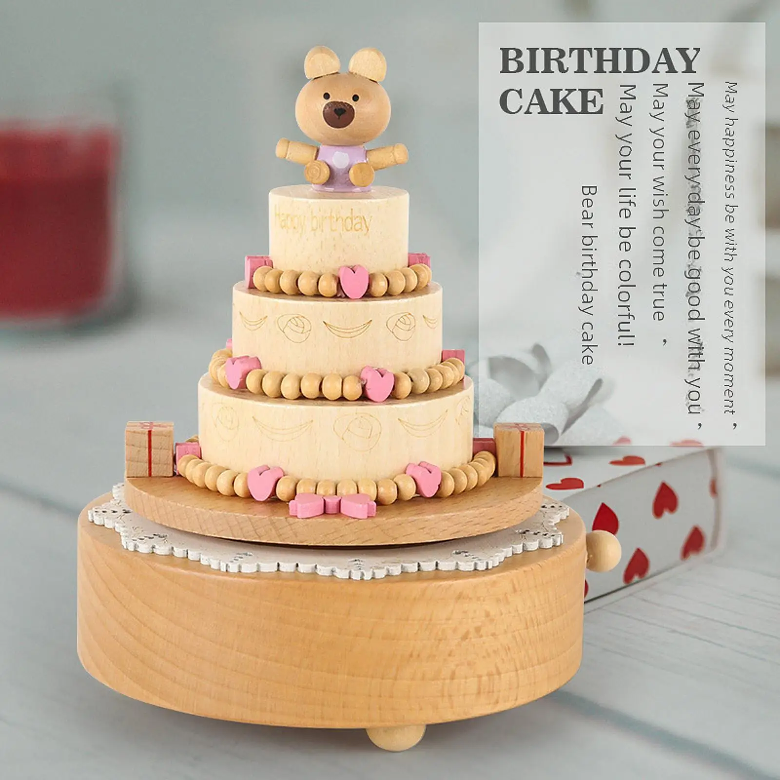 Rotating Music Box Tabletop Decor for Valentine’s Day Anniversary Girl Women Style A