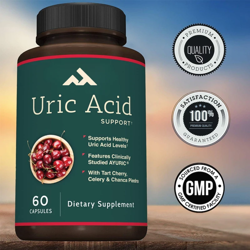 High Quality Uric Acid Support Supplements - Including Sour Cherries, Chanca Piedra, Celery Extract, and Turmeric -60 Capsules