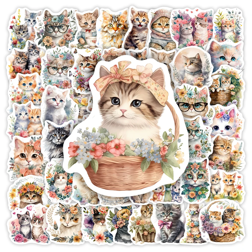 

Aesthetic Cute Cat Kitty Stickers Kids DIY Gift Toy Decorative Decal for Scrapbook Journal Laptop Luggage Bottles Waterproof