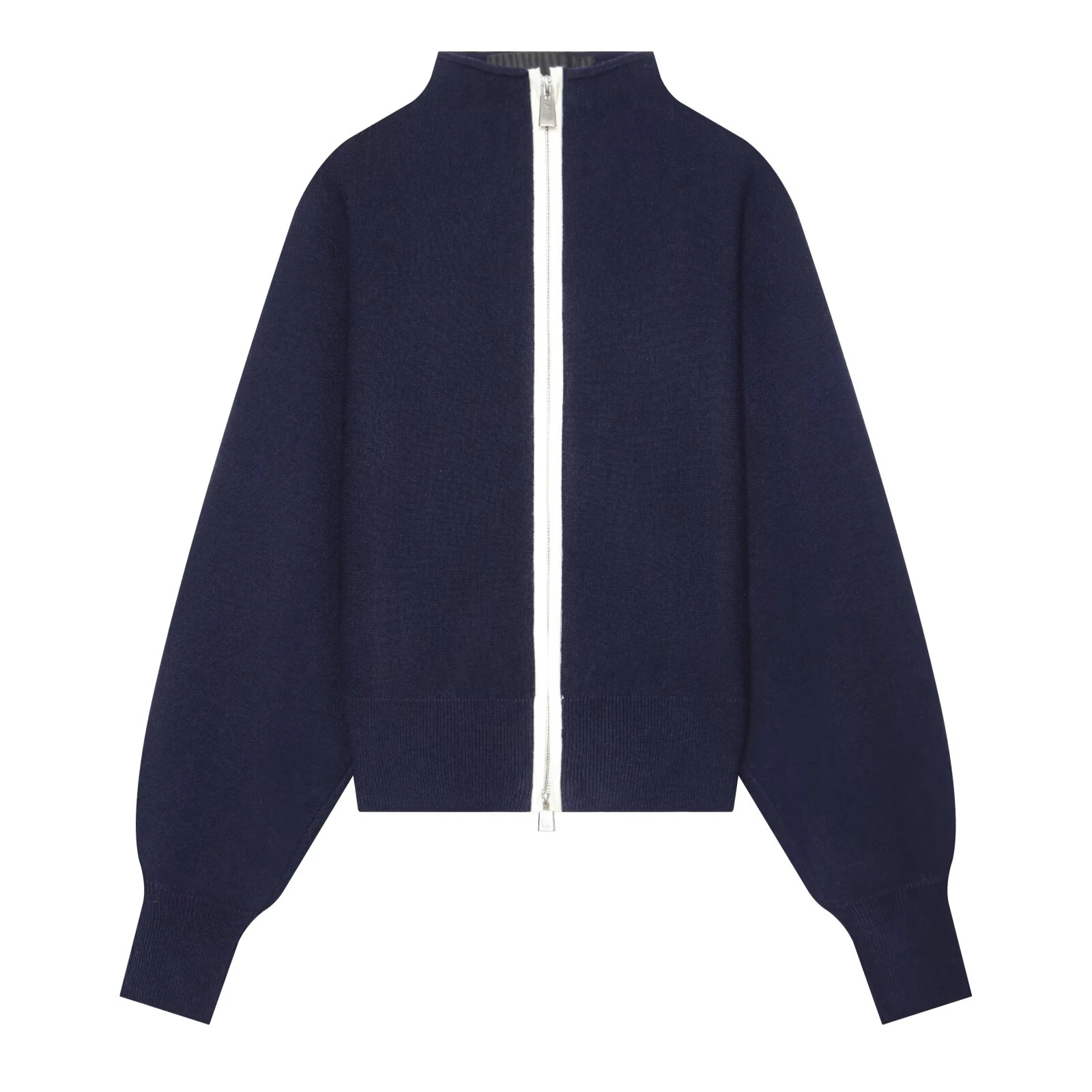 Ribbed zipper knitted cardigan women's sweater sweater sweater jacket autumn style stand up collar top