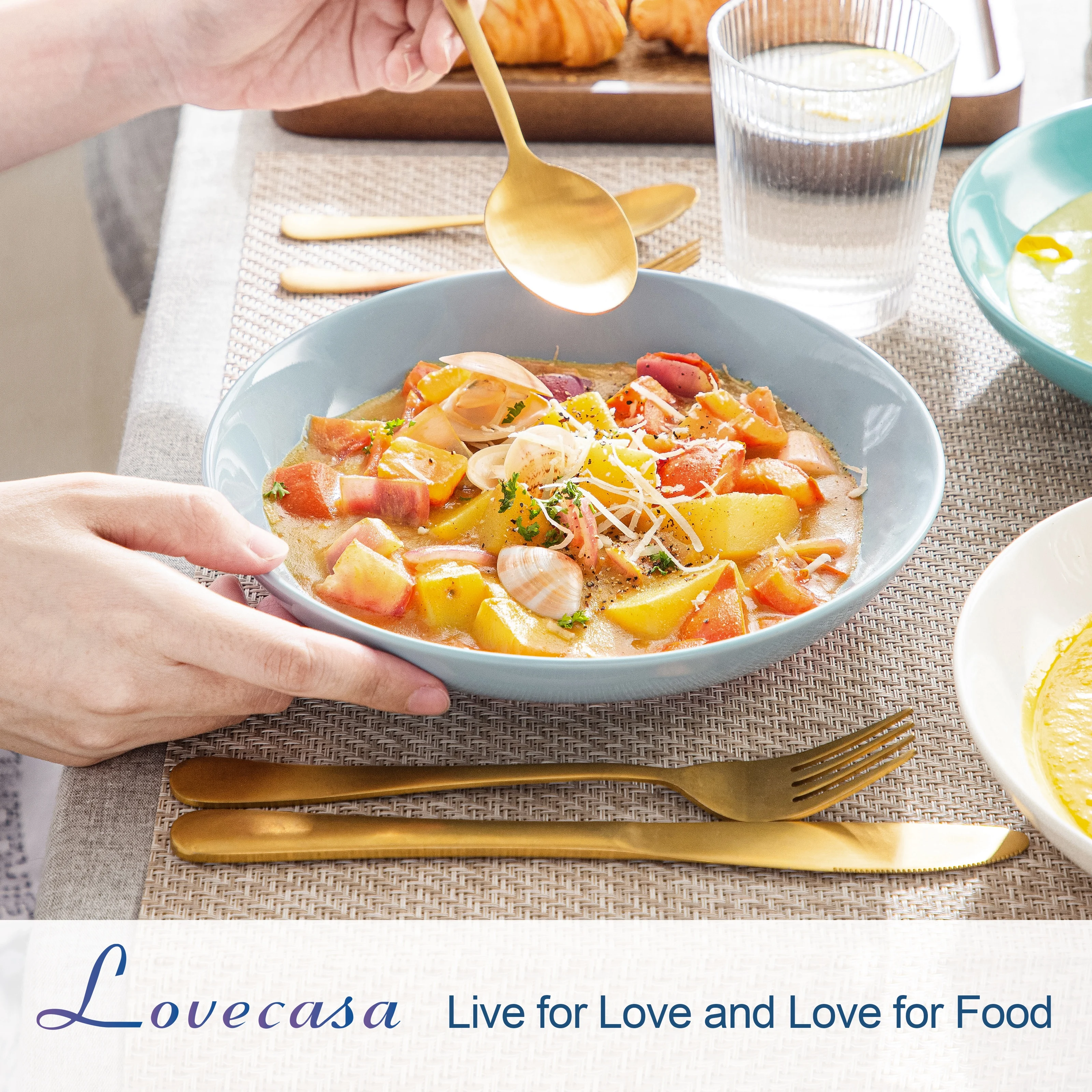 MALACASA 6 قطع 500 مل طقم أطباق شوربة سيراميك بورسلين أبيض للفواكه/النودلز/رامين/وعاء سيرال لخدمة 6/12 8 ألوان #4