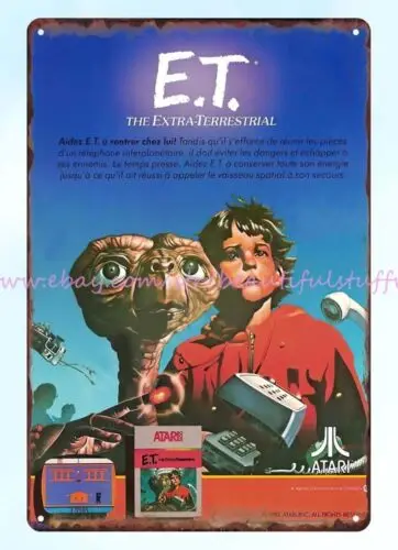 1982 E.T. the extra-terrestrial metal tin sign cemetery kitchen plaques