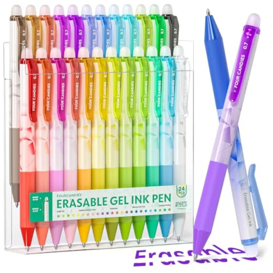 

Erasable Gel Pens, 0.7 mm Medium Point, Retractable Erasable Pens, Make Mistakes Disappear, Assorted for Drawing, Writing and P