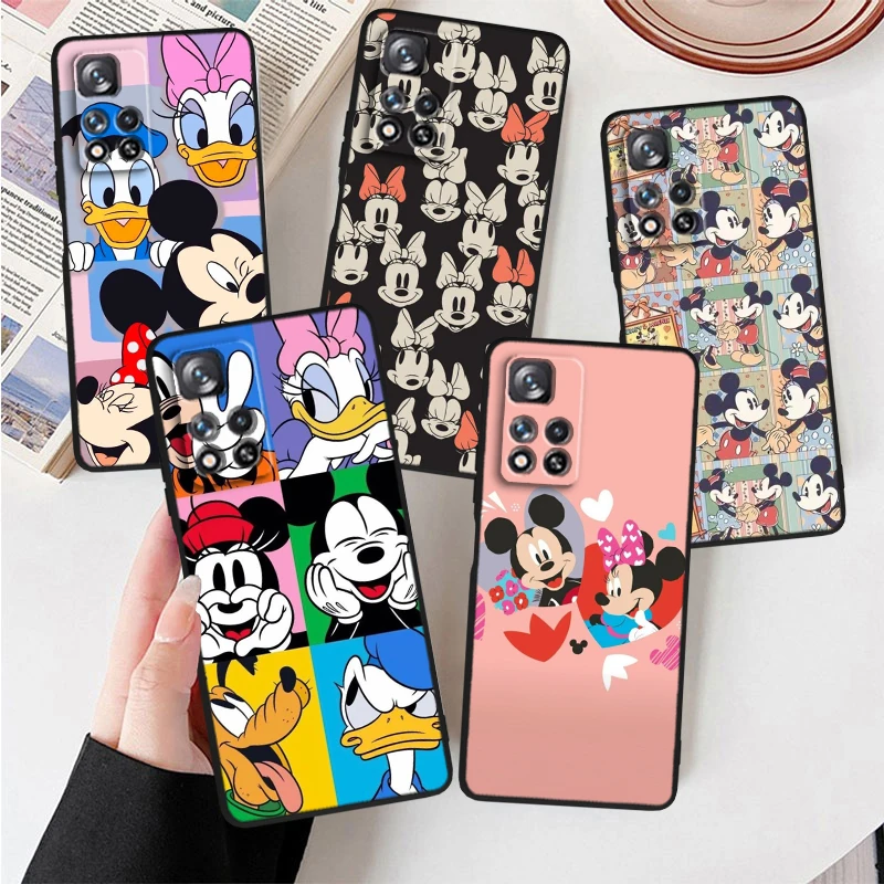 Disney Mickey Minnie For Xiaomi Redmi Note 12 12S Turbo 11 11T 11S 10 10S 9 8 8T 7 Pro Plus 5G Black Phone Case Cover