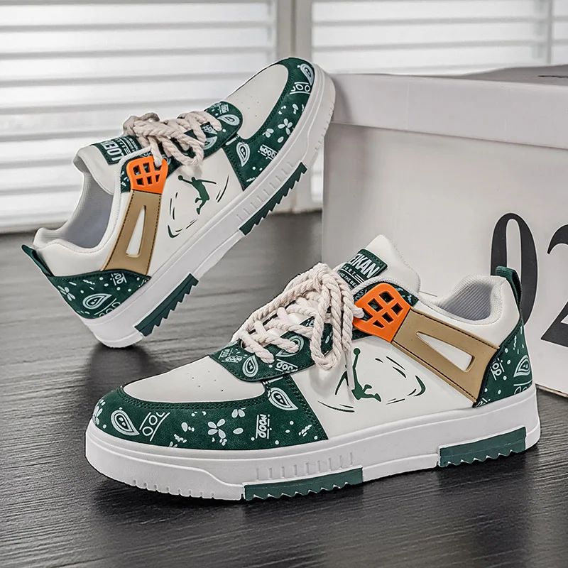 LOEIKAN Men's Streetwear Fashion Sneakers Paisley Print Chunky Skate Shoes Retro Rope Lace Casual Walking Shoes - Image 3