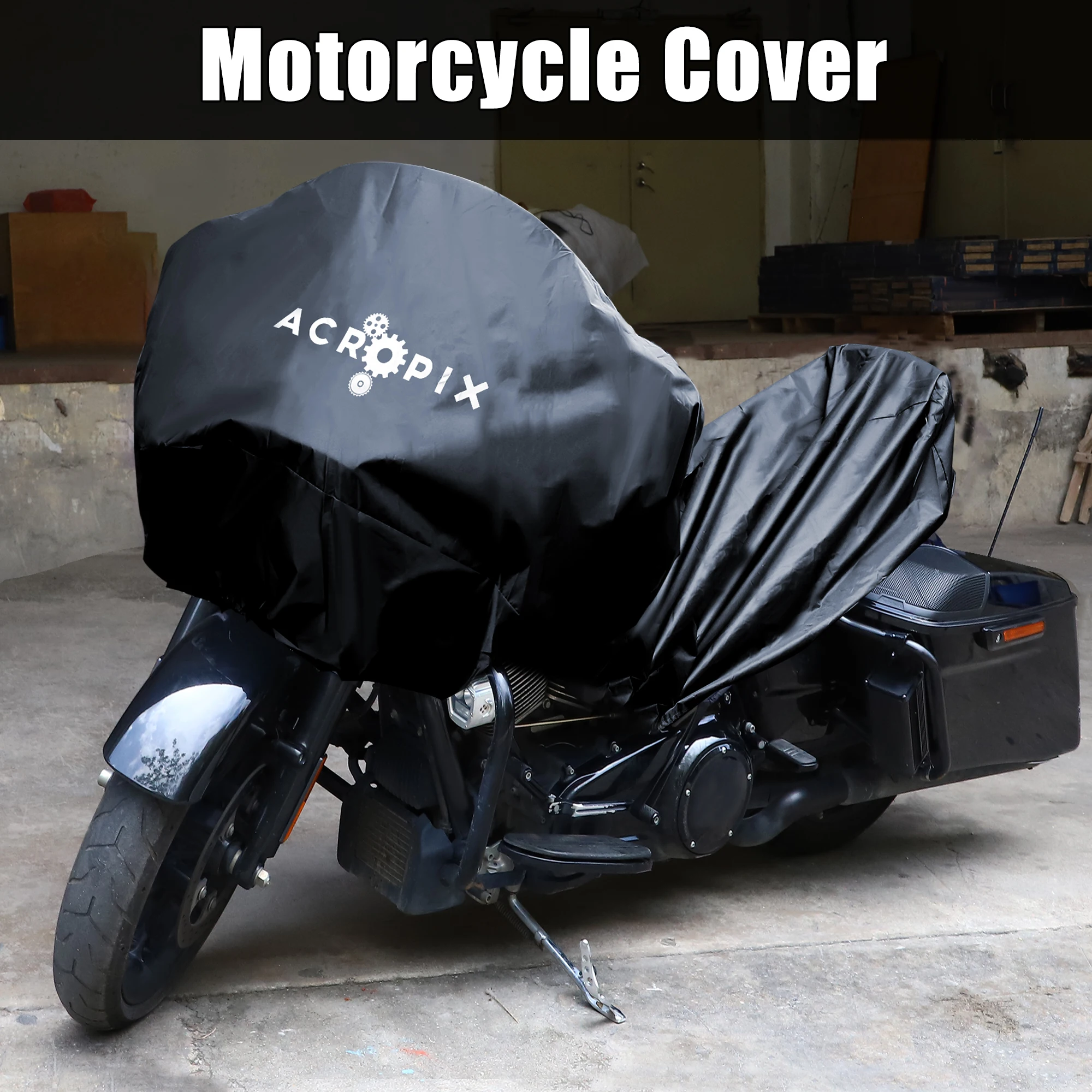 

Motoforti Motorcycle Half Cover Outdoor Lightweight Waterproof 210T Polyester Fabric w/ Elastic Strap for Most Motorbike M-XL