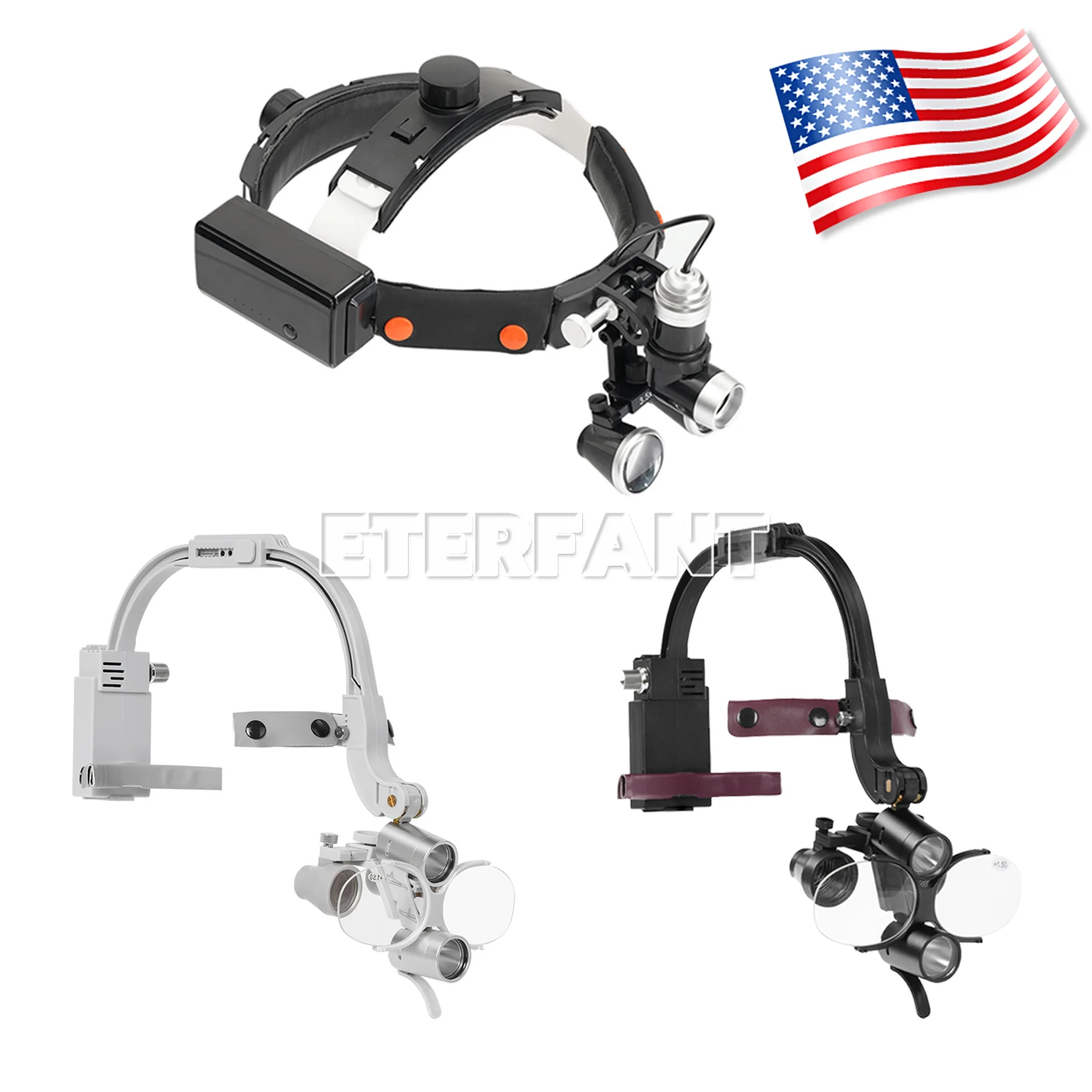 

3.5X Dental Headband Binocular Loupes w/5W LED Head Light 2Leds/3.5X Headband Binocular Loupes Magnifier LED Head Light 10W