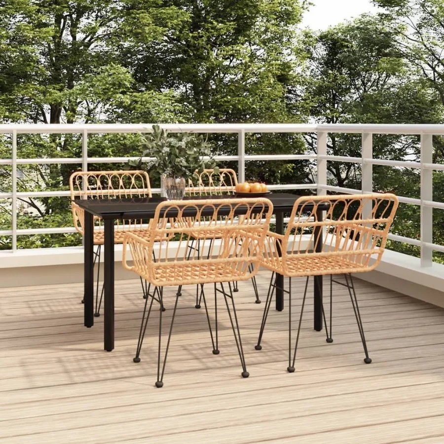 

5 Piece Patio Dining Set Poly Rattan