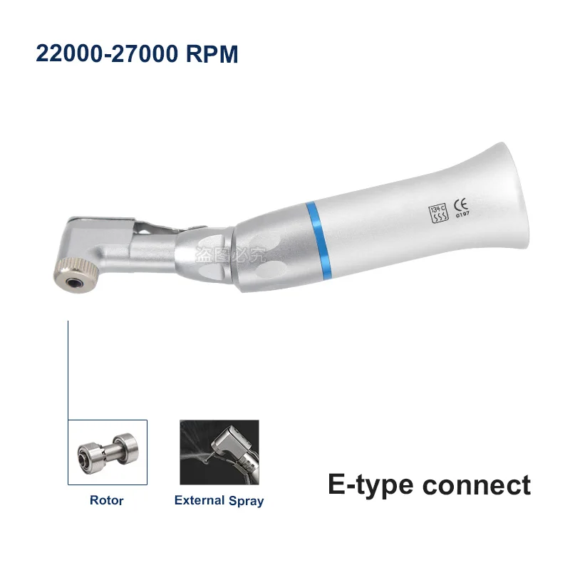 Dental Key Type Slow Low Speed Contra Angle Handpiece Stainless Steel Outer Water Spray 22000-27000 RPM Latch Chuck