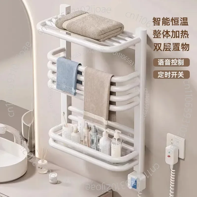 Electric Towel Warmer: Drying Dehumidifying and Heating; Multi-tier Bathroom Shelving Unit Bathroom Towel Rack Voice Control