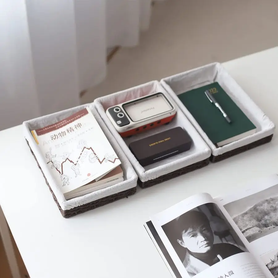 Paniers de rangement tissés en corde de papier, boîte de rangement délicate pour étagères, salle de bain, cuisine, salon, bureau, chambre à coucher. Marron