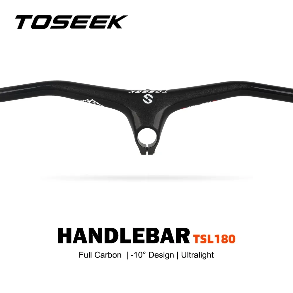 

TOSEEK TSL-180 Carbon Fiber Bike Mountain Integrated Handlebar With Stem -10° Bicycle MTB One-shaped Handlebar 28.6mm