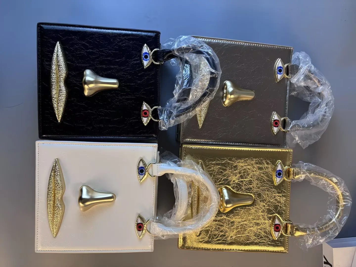 

Face Bag Women High Quality Black Burst pattern Luxury Brands Handbag Jewelry Eye Gold-tone Metal Shoulder Strap Crossbody Bag