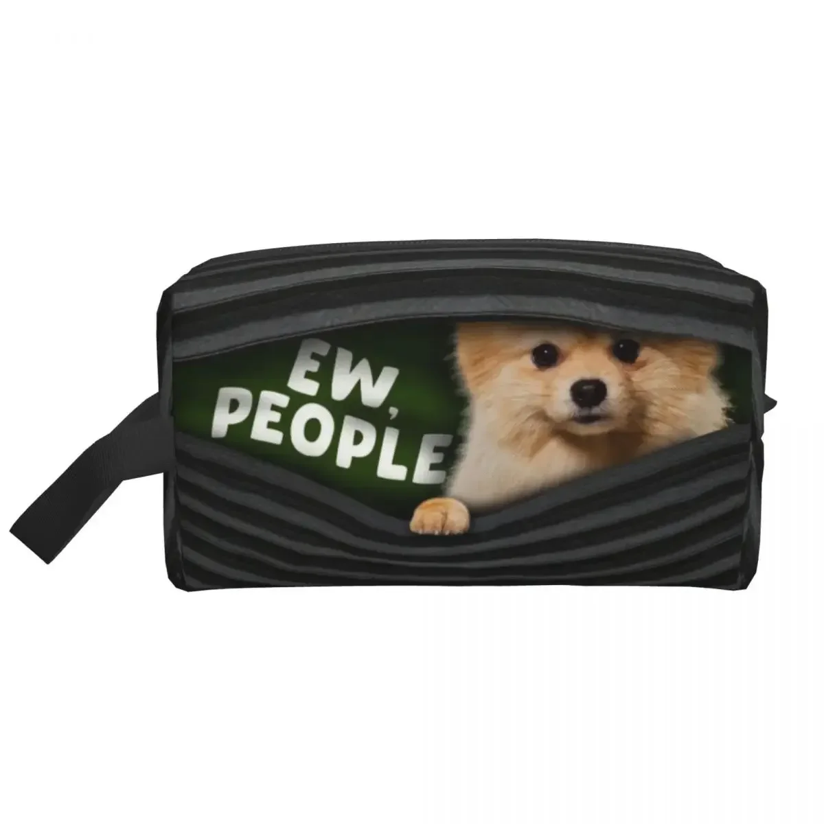 Ew People Pomeranian Makeup Bag for Women Travel Cosmetic Organizer Cute Puppy Pet Pom Dog Storage Toiletry Bags