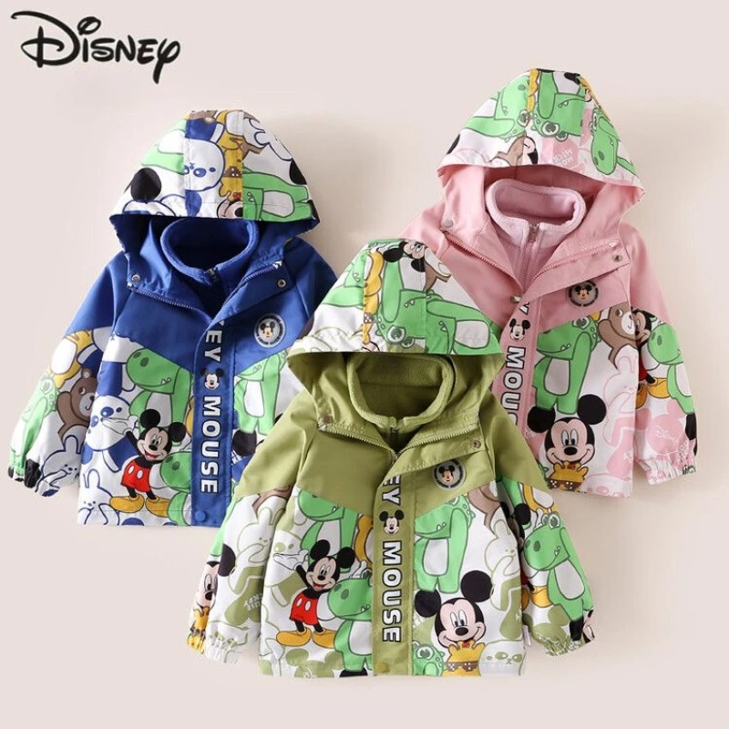 

Disney Mickey cute creative personalized cartoon pattern new casual versatile comfortable soft detachable jacket two-piece set