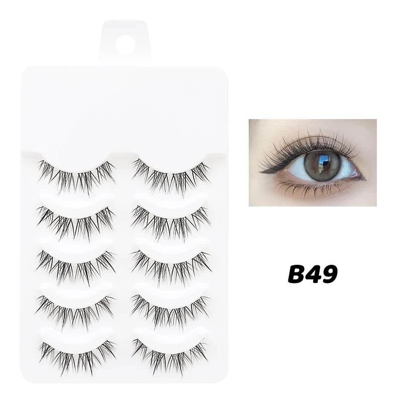 5 Paar Blaue Gemischte Farbige Künstliche Wimpern Natürliche Stachelige Manga-Wimpern Weiche Flauschige Streifenwimpern für Cosplay & Party-Make-up – Detail 8