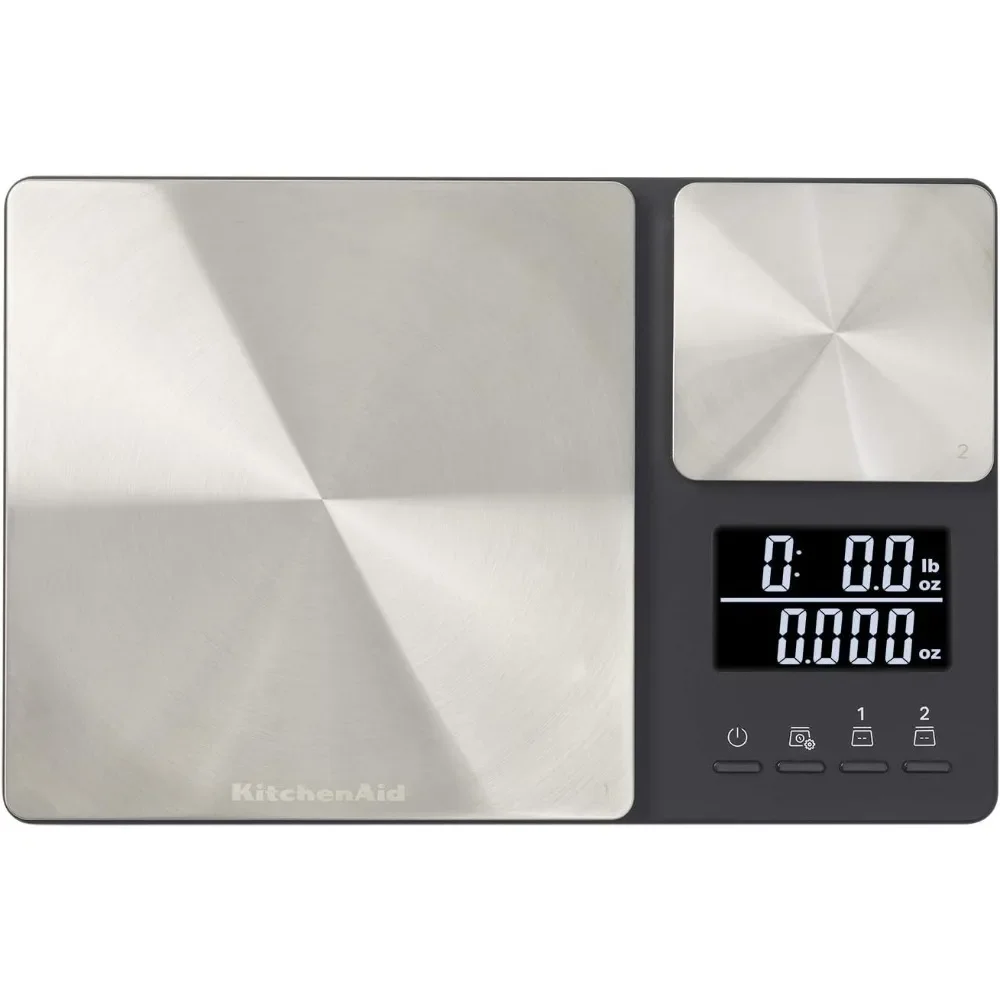 

Dual Platform Digital Kitchen and Food Scale, 11 pound capacity and Precision 16oz capacity, Black with Stainless Steel